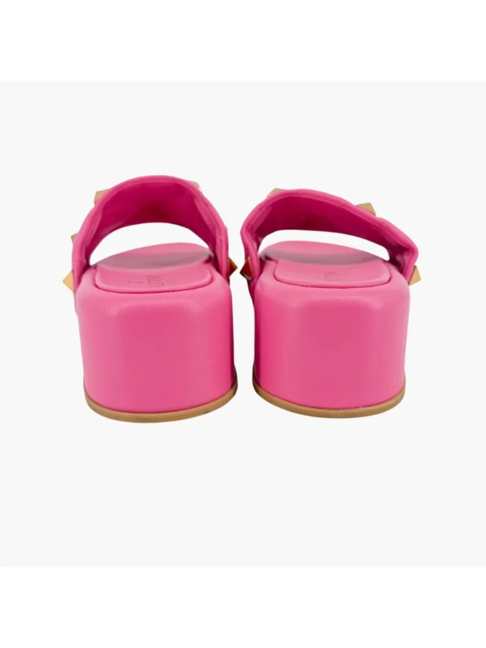 Valentino Roman Stud Platform Slide Sandals Pink Leather Size 39 US 9 Women's
